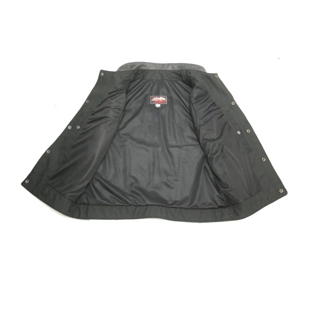 Club Style Perforated Leather Biker Vest