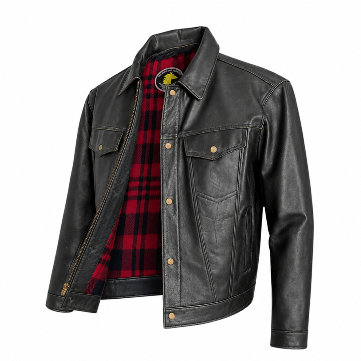 Trucker Black Distressed Horsehide