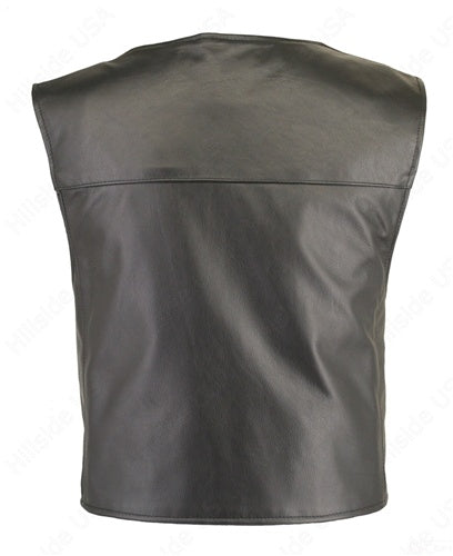 Men's Zippered Tactical Style Leather Vest (Custom-Made)