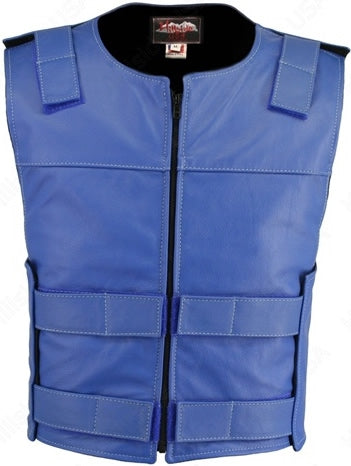Men's Zippered Tactical Style Leather Vest (Custom-Made)