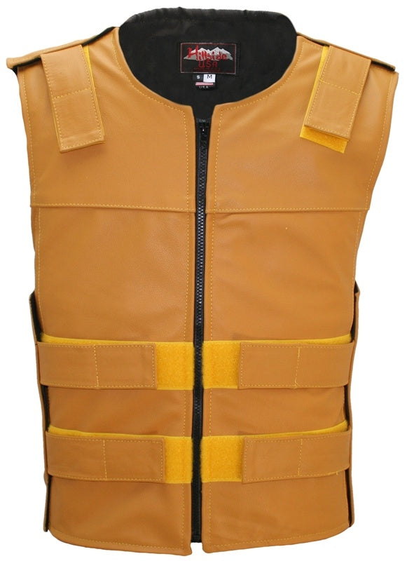 Men's Zippered Tactical Style Leather Vest (Custom-Made)