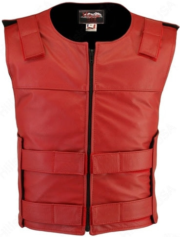 Men's Zippered Tactical Style Leather Vest (Custom-Made)