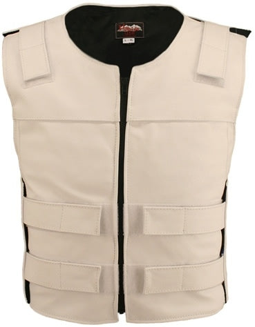 Men's Zippered Tactical Style Leather Vest (Custom-Made)
