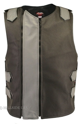 Men's Dual Front Zipper Tactical Leather Vest (Custom-Made)