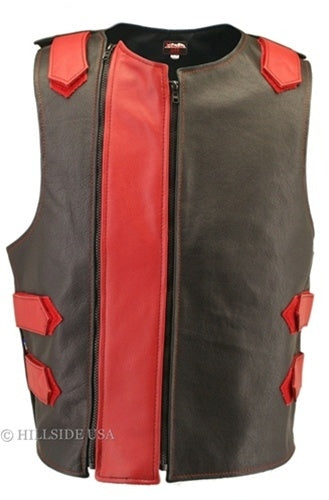 Men's Dual Front Zipper Tactical Leather Vest (Custom-Made)