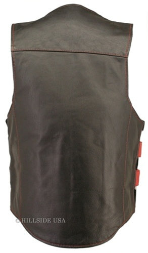 Removable Flap Tactical Leather Vest Black (Custom-Made)