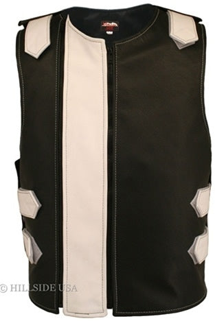 Men's Dual Front Zipper Tactical Leather Vest (Custom-Made)