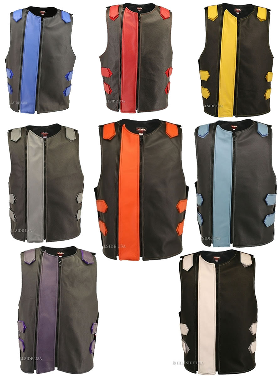 Men's Dual Front Zipper Tactical Leather Vest (Custom-Made)