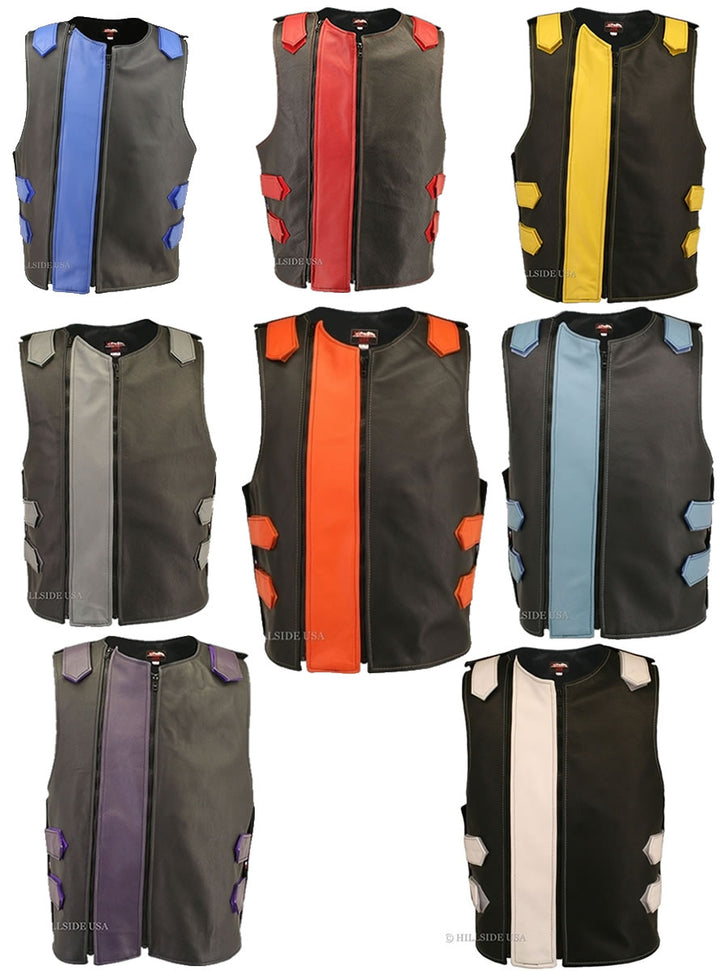 Men's Dual Front Zipper Tactical Leather Vest (Custom-Made)