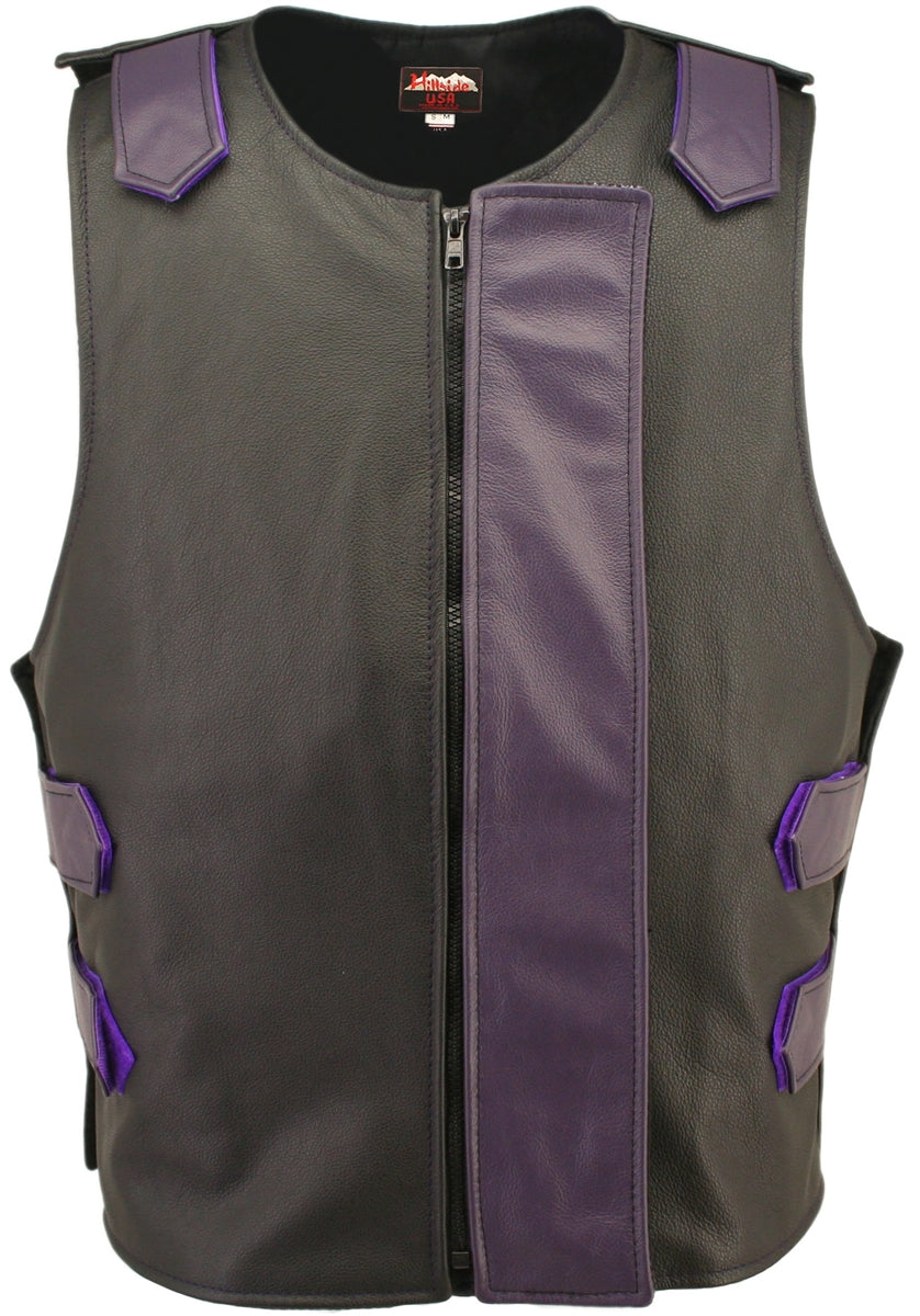 Removable Flap Tactical Leather Vest Black (Custom-Made)