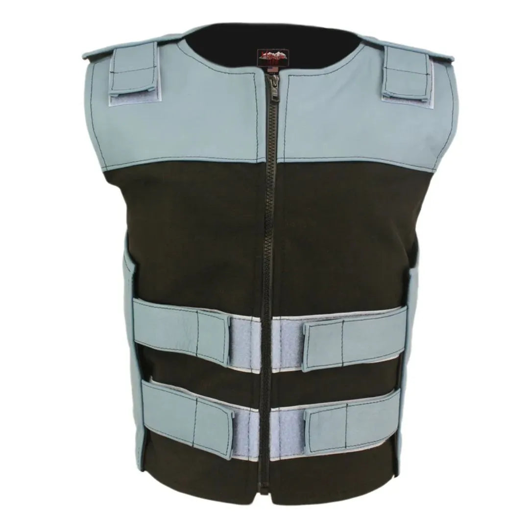 Women's Leather & Cordura Combo Zippered Tactical Vest (Custom-Made)