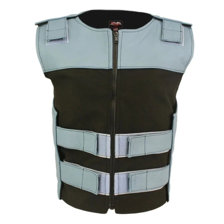 Women's Leather & Cordura Combo Zippered Tactical Vest (Custom-Made)