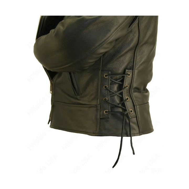 Women's Beltless Biker Leather Jacket