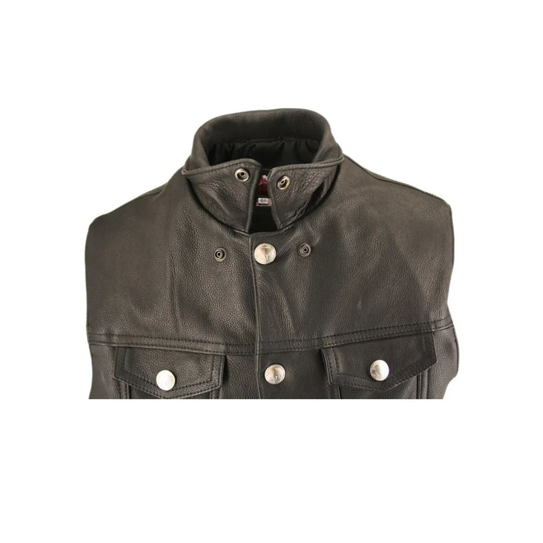 Men's Denim Style Vest With Collar