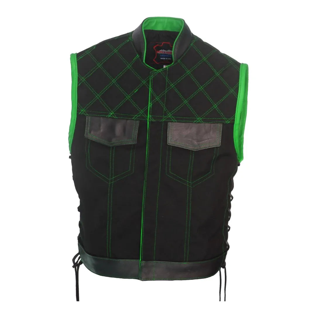 Double Stitch Diamond Biker Vest  Water Resistant Military Grade Fabric (Cordura)