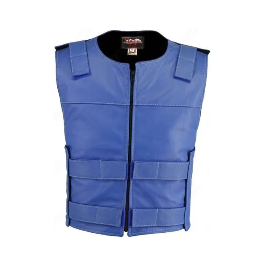 Men's Zippered Tactical Style Leather Vest (Custom-Made)