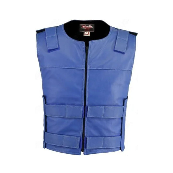 Men's Zippered Tactical Style Leather Vest (Custom-Made)