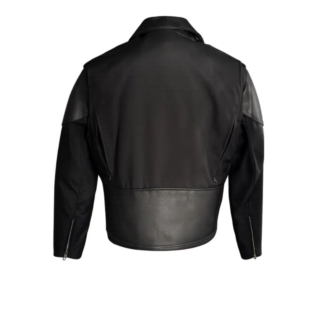 Men's Vented Leather / Waterproof Cordura Biker Jacket