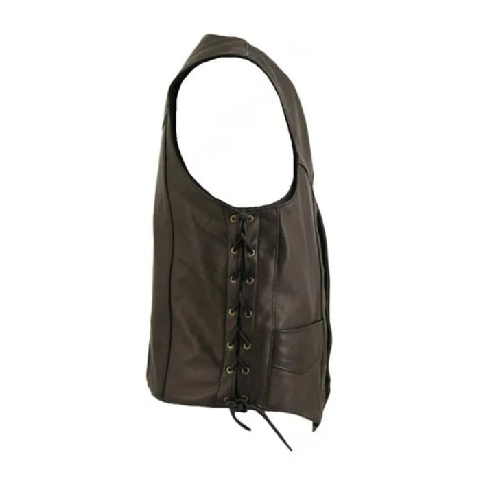 Men's Laced Side Classic Biker Vest with Gun Pockets