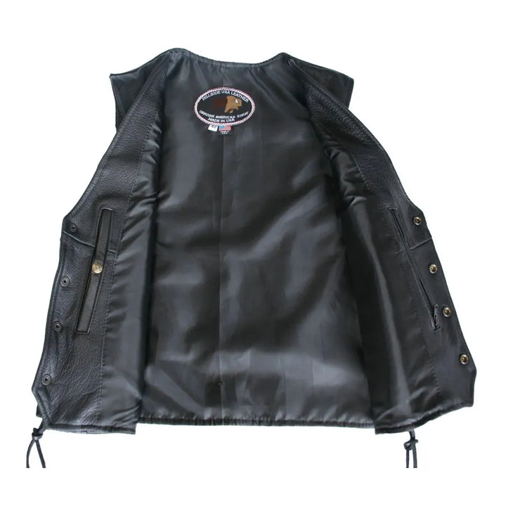 American Bison Leather Vest - Black