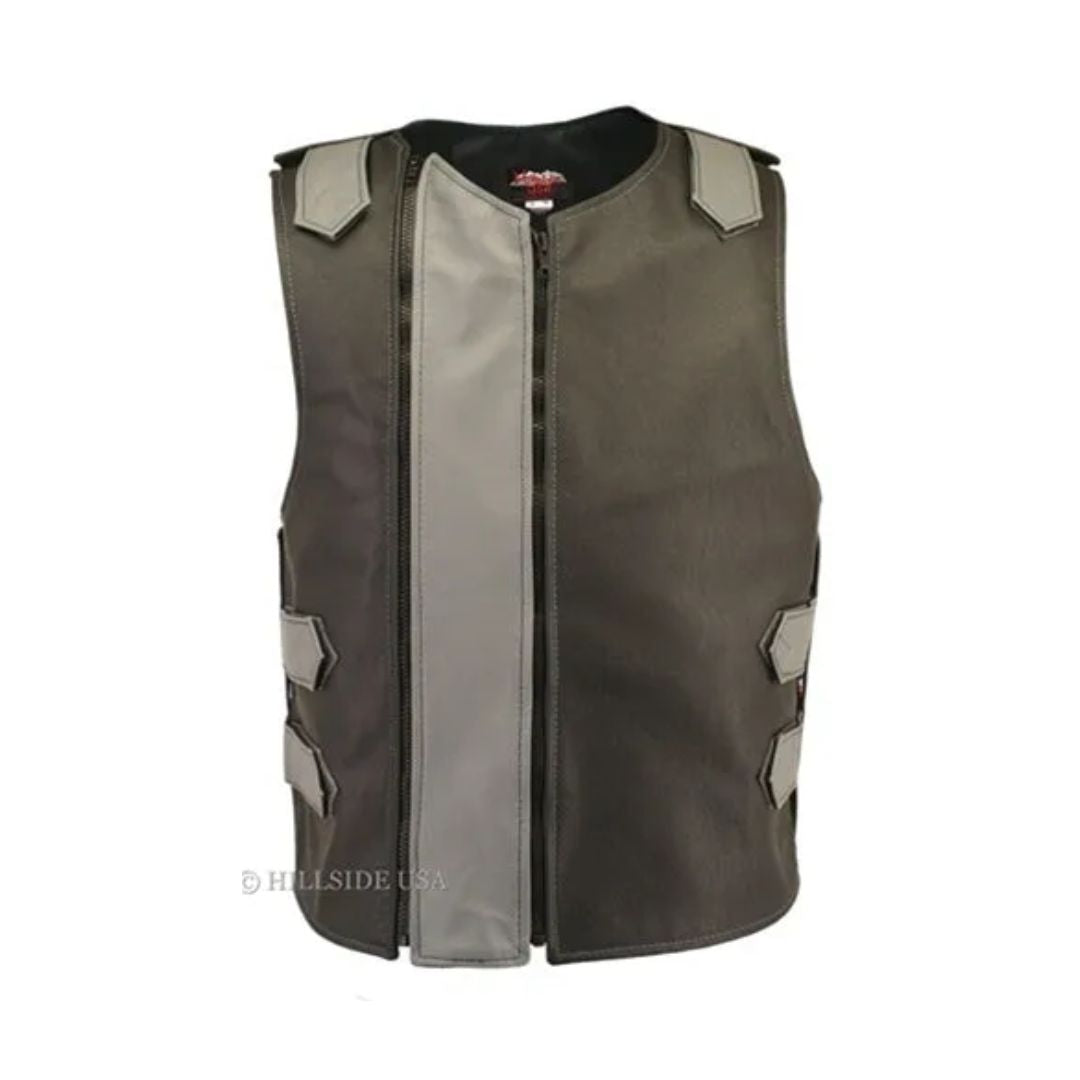 Men's Dual Front Zipper Tactical Leather Vest (Custom-Made)