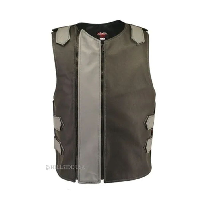 Men's Dual Front Zipper Tactical Leather Vest (Custom-Made)