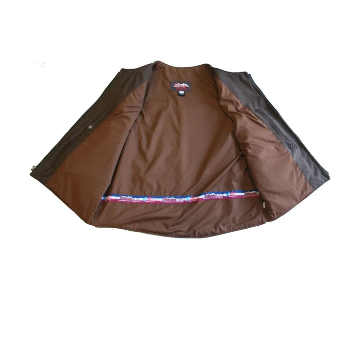 Men's Zipper Racer Leather Vest Brown