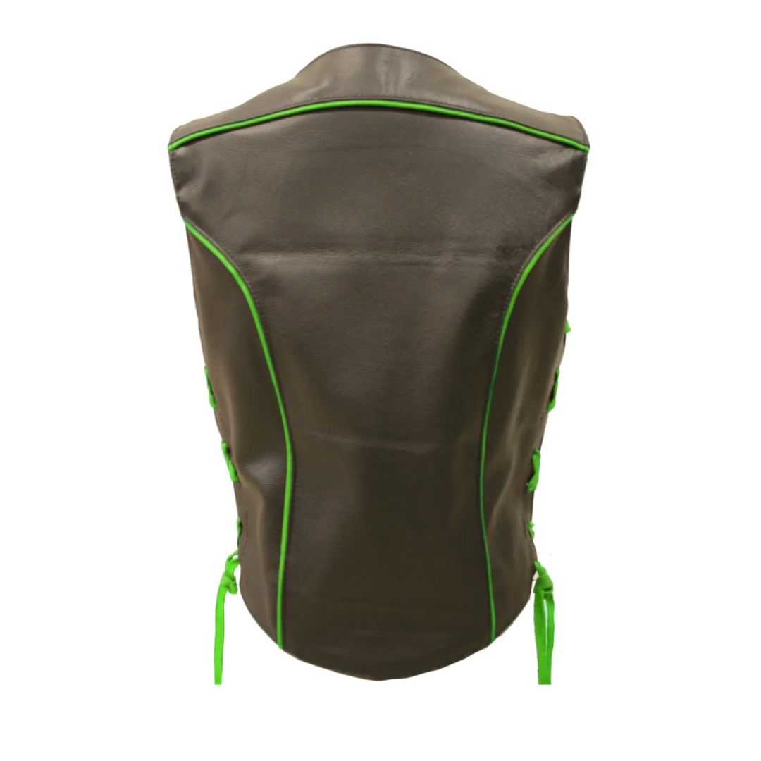 Women's Trim Biker Leather Vest
