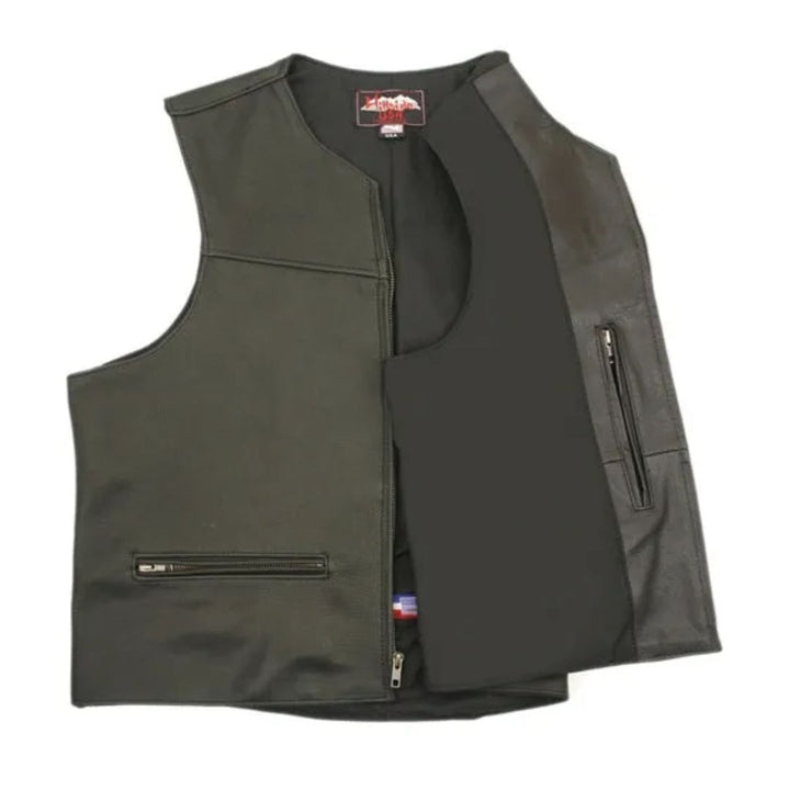 Men's Zipper Racer Leather Vest