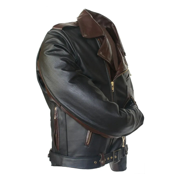 Two Tone D Pocket Horsehide Motorcycle Jacket