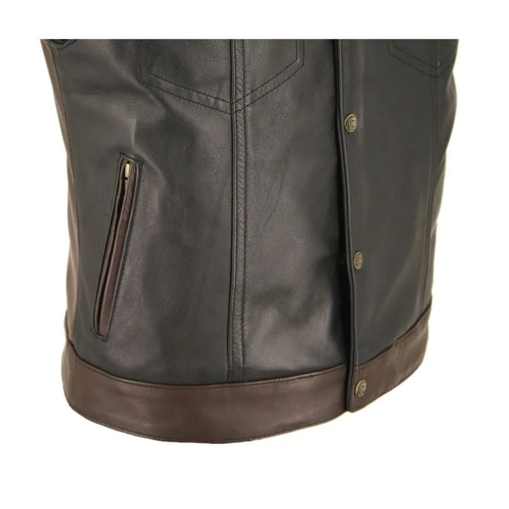 Men's Horsehide Stand up Collar / Two Tone Vest