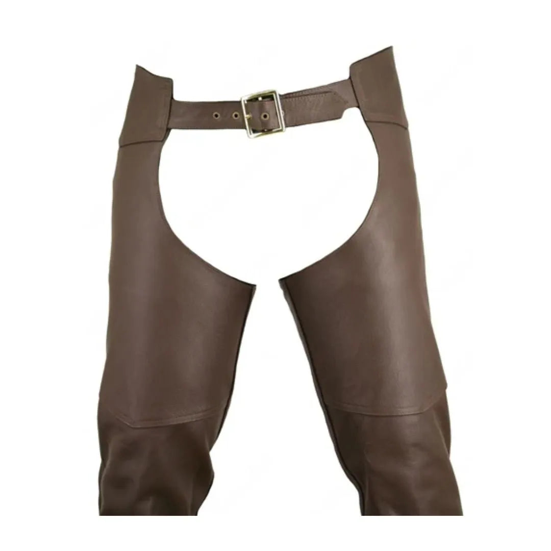 Men's Double Stitched Brown Leather Chaps