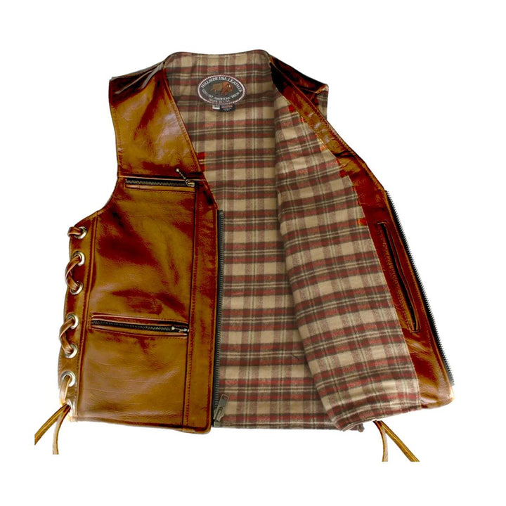 Touring American Bison Brown Leather Vest