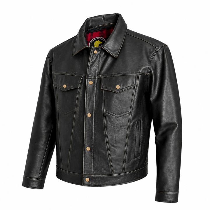 Trucker Black Distressed Horsehide