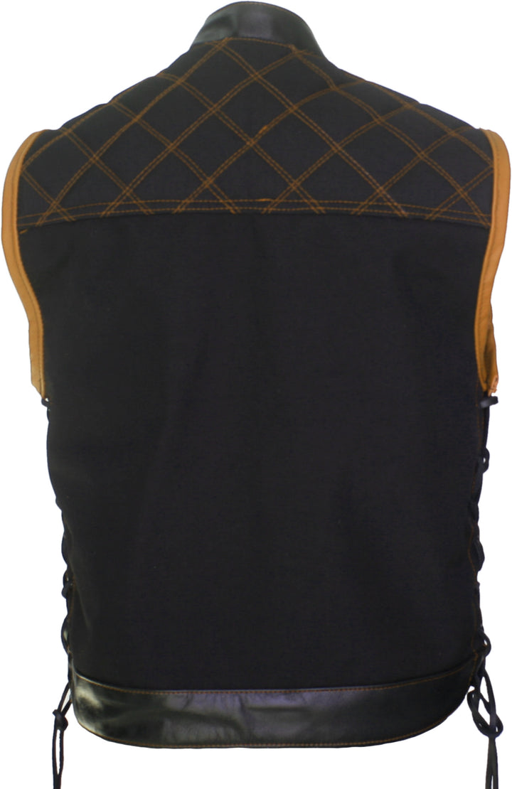 Double Stitch Diamond Biker Vest  Water Resistant Military Grade Fabric (Cordura)
