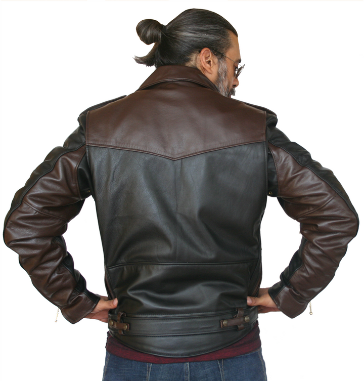 Two Tone D Pocket Horsehide Motorcycle Jacket