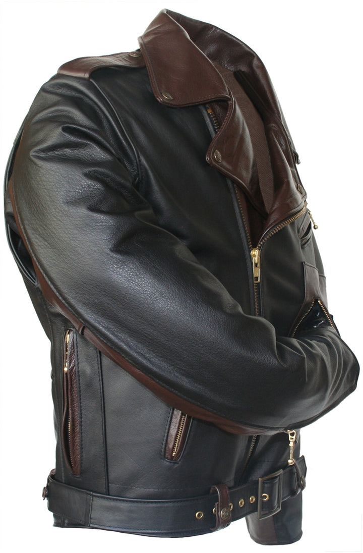 Two Tone D Pocket Horsehide Motorcycle Jacket