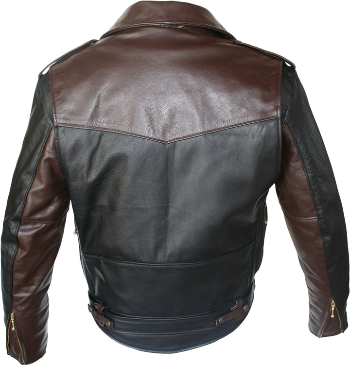 Two Tone D Pocket Horsehide Motorcycle Jacket