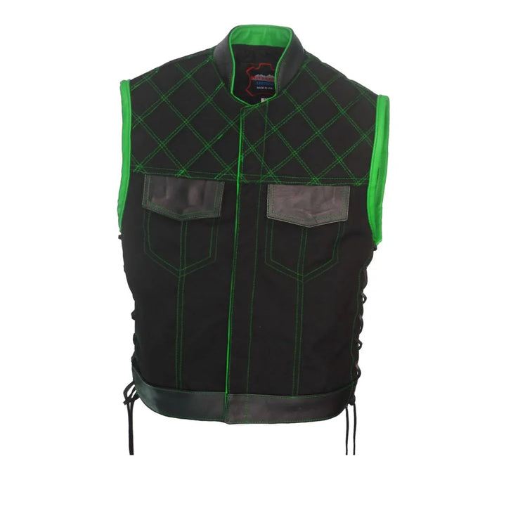 Double Stitch Diamond Biker Vest  Water Resistant Military Grade Fabric (Cordura)