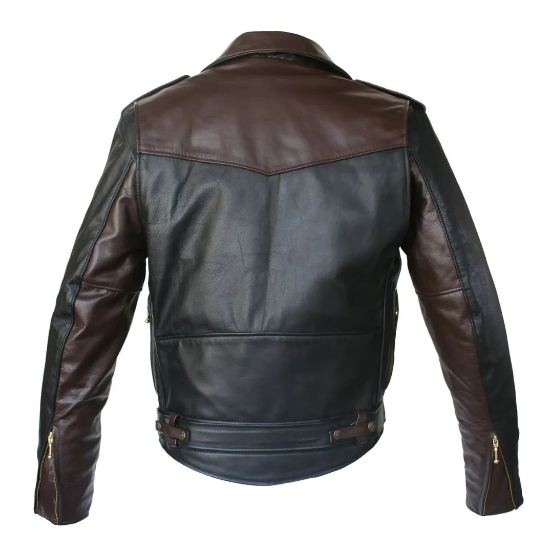 Two Tone D Pocket Horsehide Motorcycle Jacket