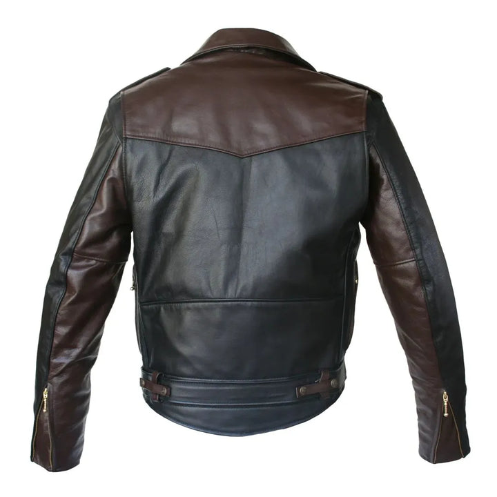 Two Tone D Pocket Horsehide Motorcycle Jacket