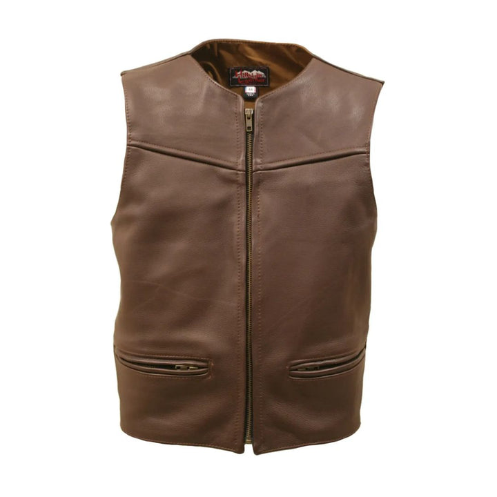 Men's Zipper Racer Leather Vest