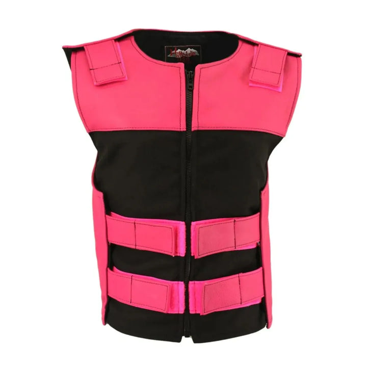Women's Leather & Cordura Combo Zippered Tactical Vest (Custom-Made)