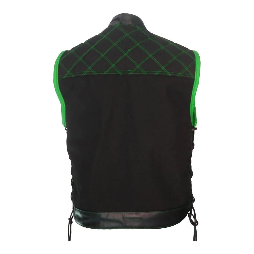 Double Stitch Diamond Biker Vest  Water Resistant Military Grade Fabric (Cordura)