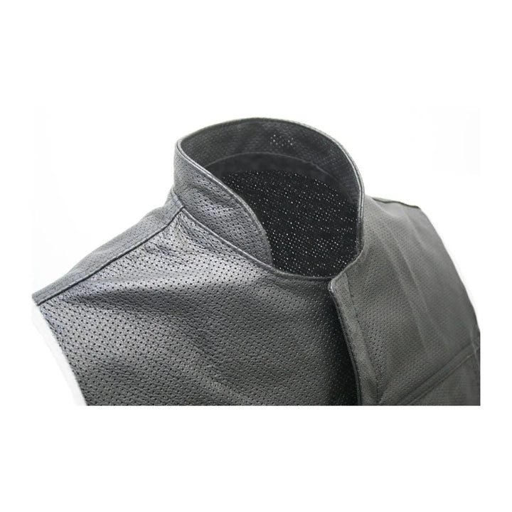 Club Style Perforated Leather Biker Vest