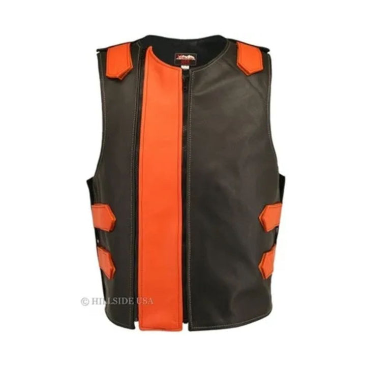 Men's Dual Front Zipper Tactical Leather Vest (Custom-Made)