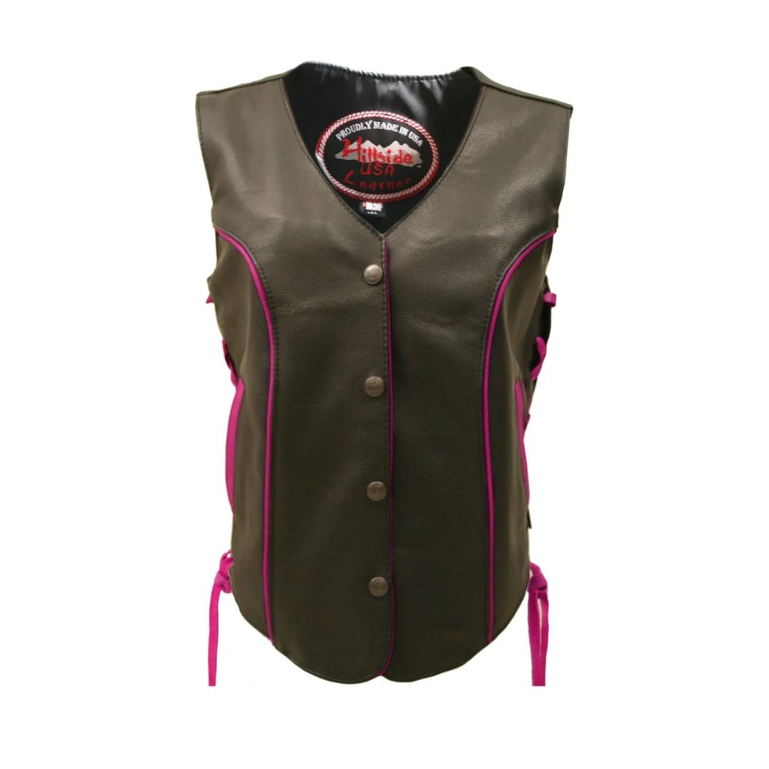 Women's Trim Biker Leather Vest
