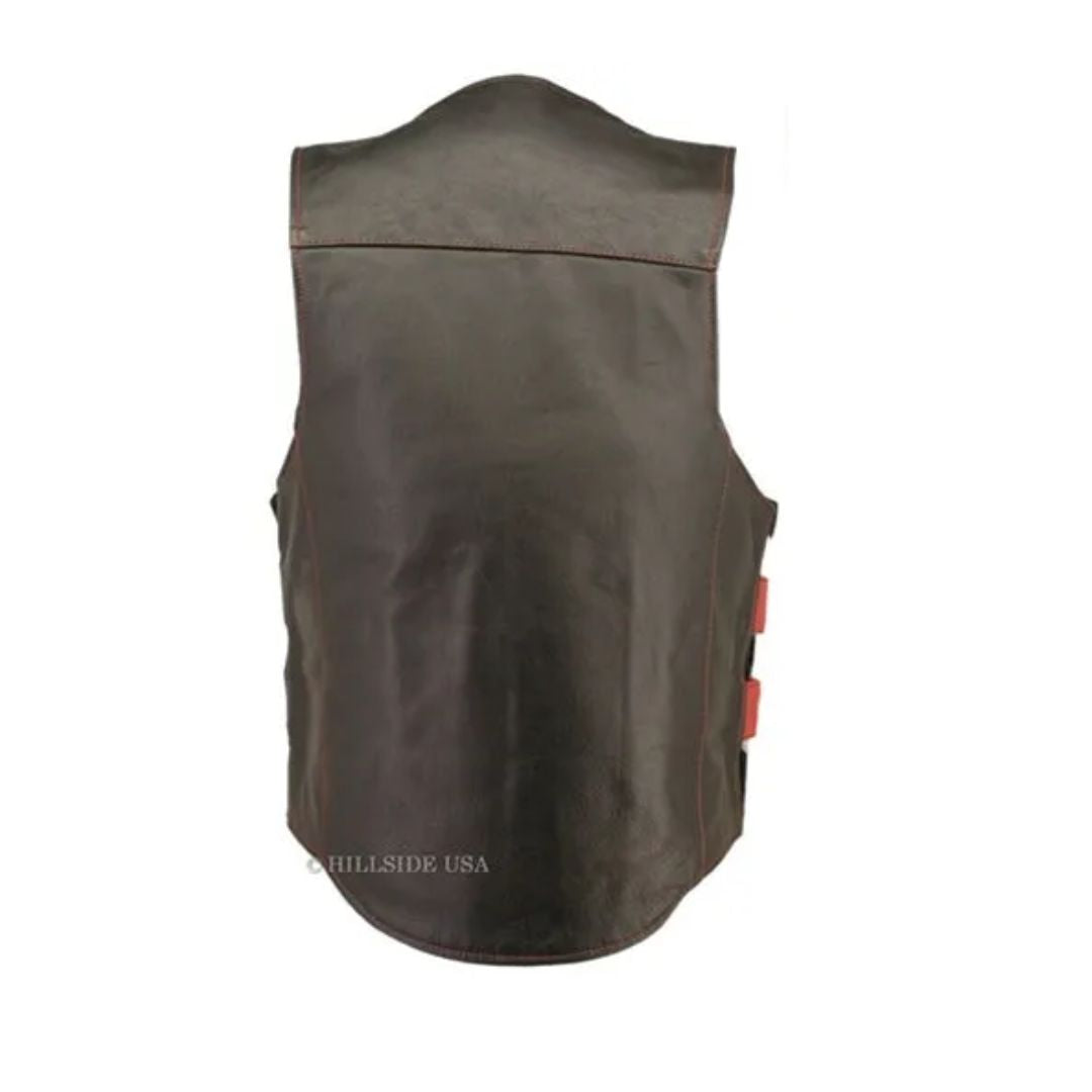 Removable Flap Tactical Leather Vest Black (Custom-Made)