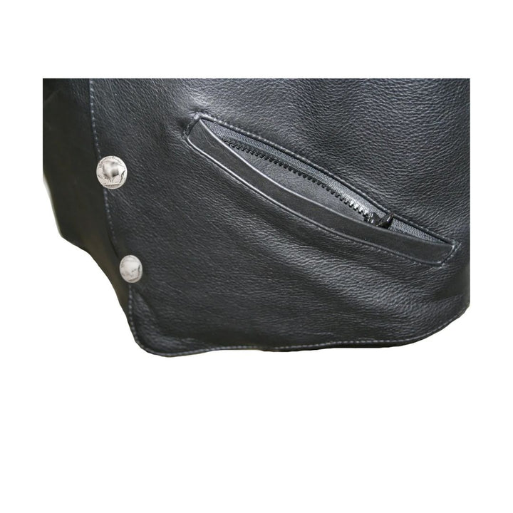 Men's Western Style Black American Bison Leather Vest
