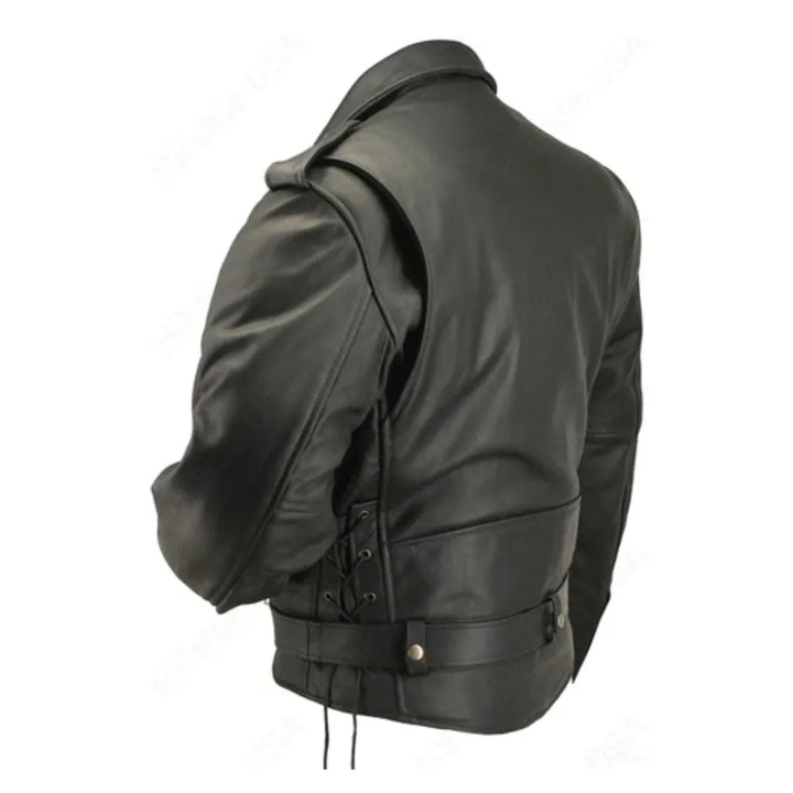 Men's Full Belted Cowhide Biker Jacket